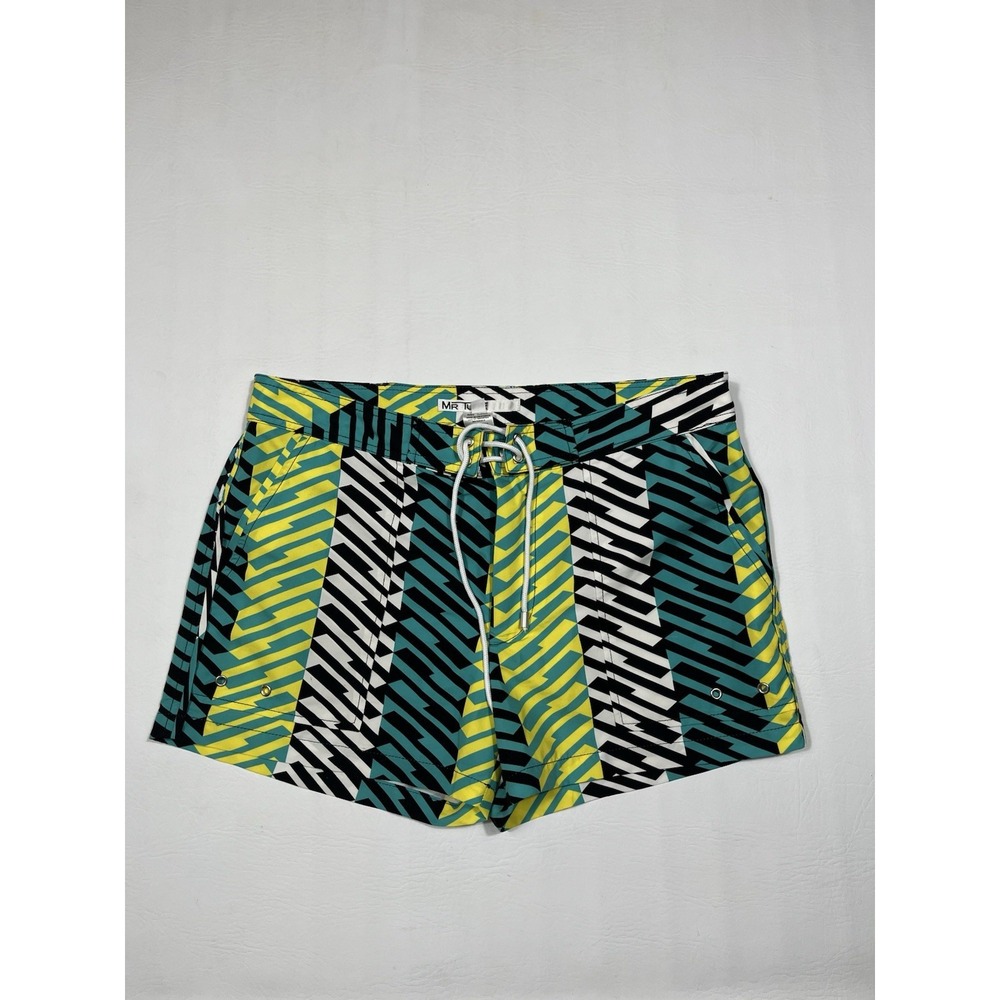 Mr Turk Swim Trunks Mens 32 Multicolor Geometric Lined Vibrant 3" (Fit 34)